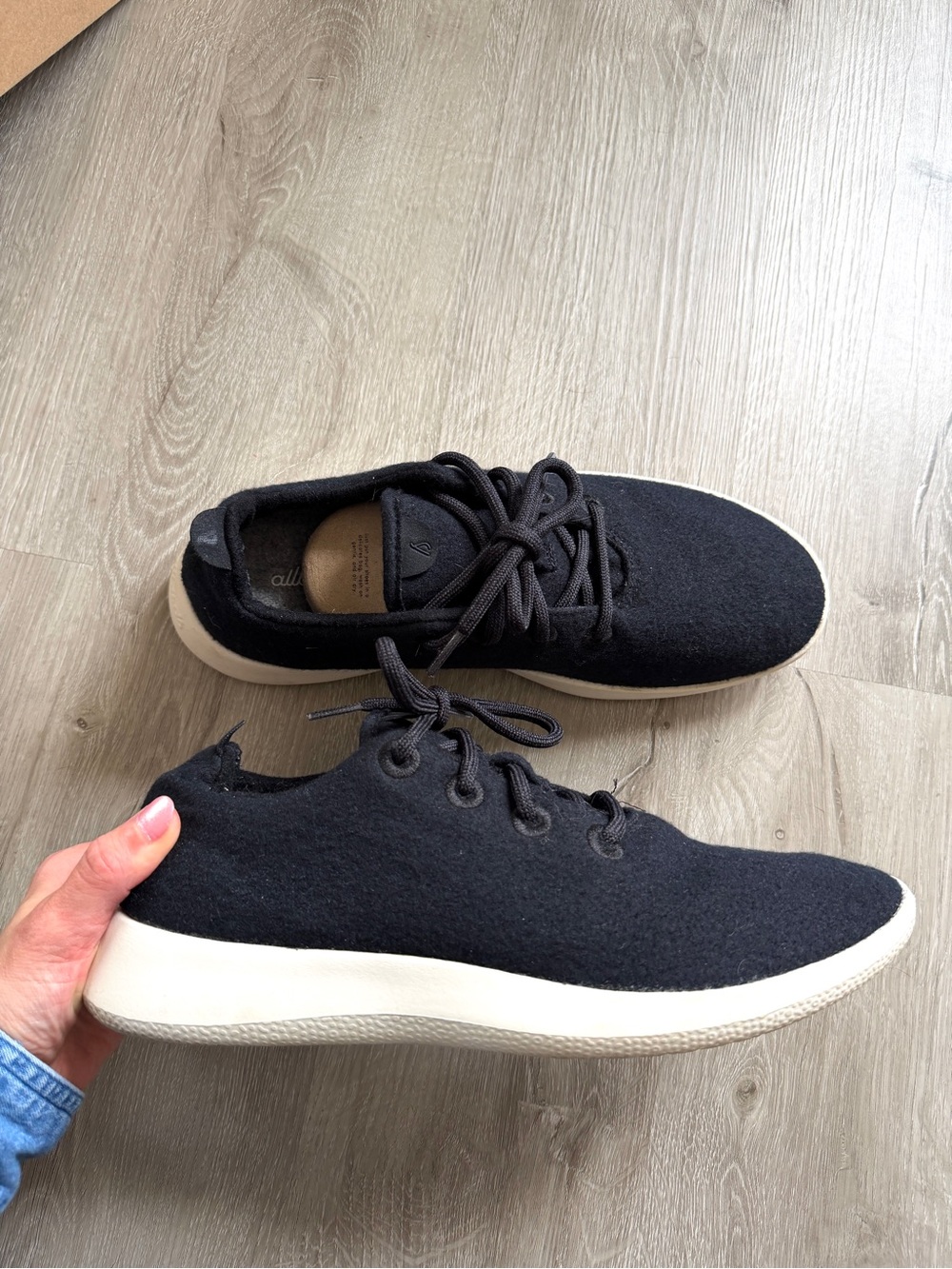 Allbirds Black Casual Knit Lace-Up Sneakers - Wool Runner Comfortable 11